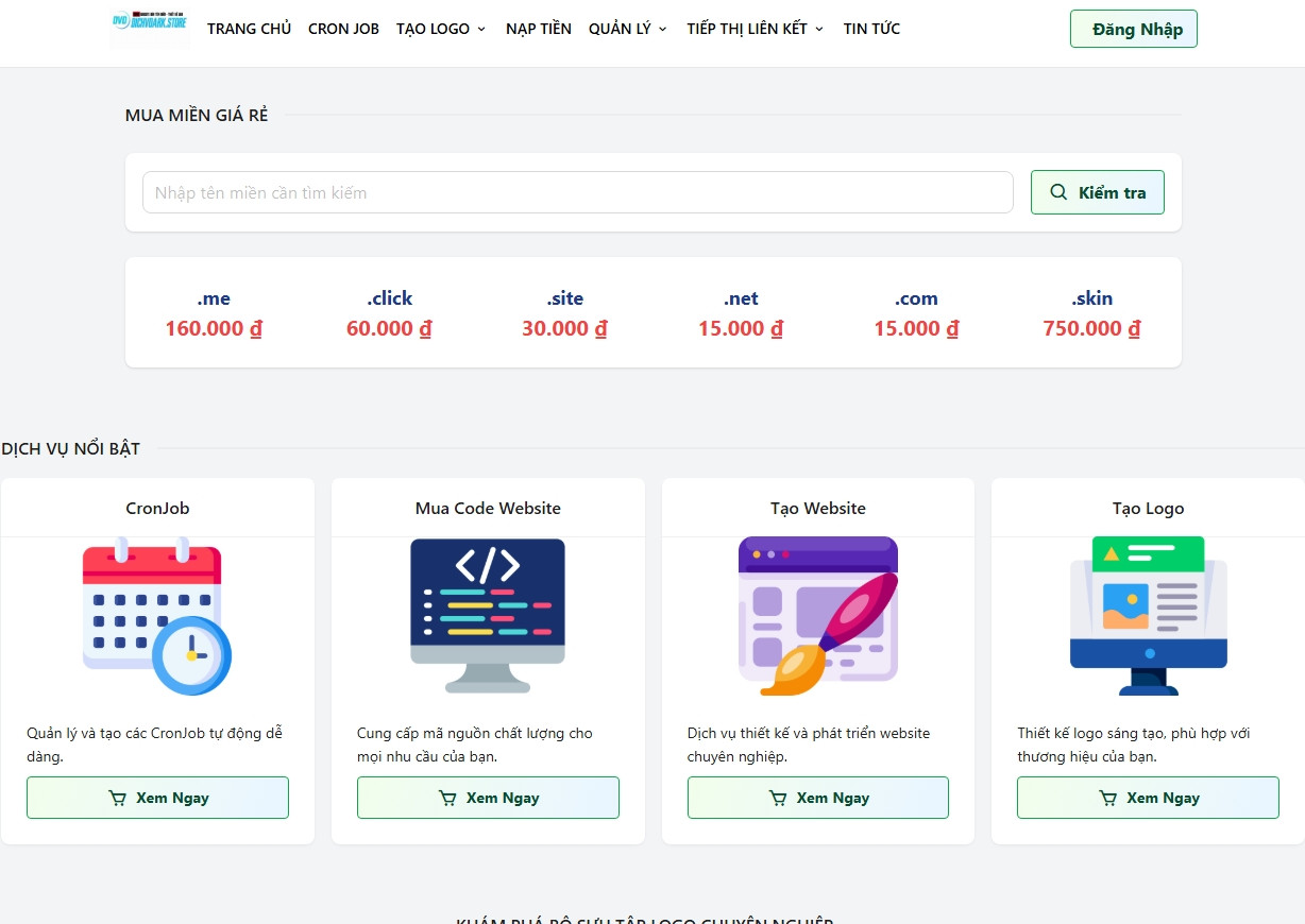 Code Bán Mã nguồn Mẫu Tạo Này Giống DichVuDark.Store Đến 100% Luôn