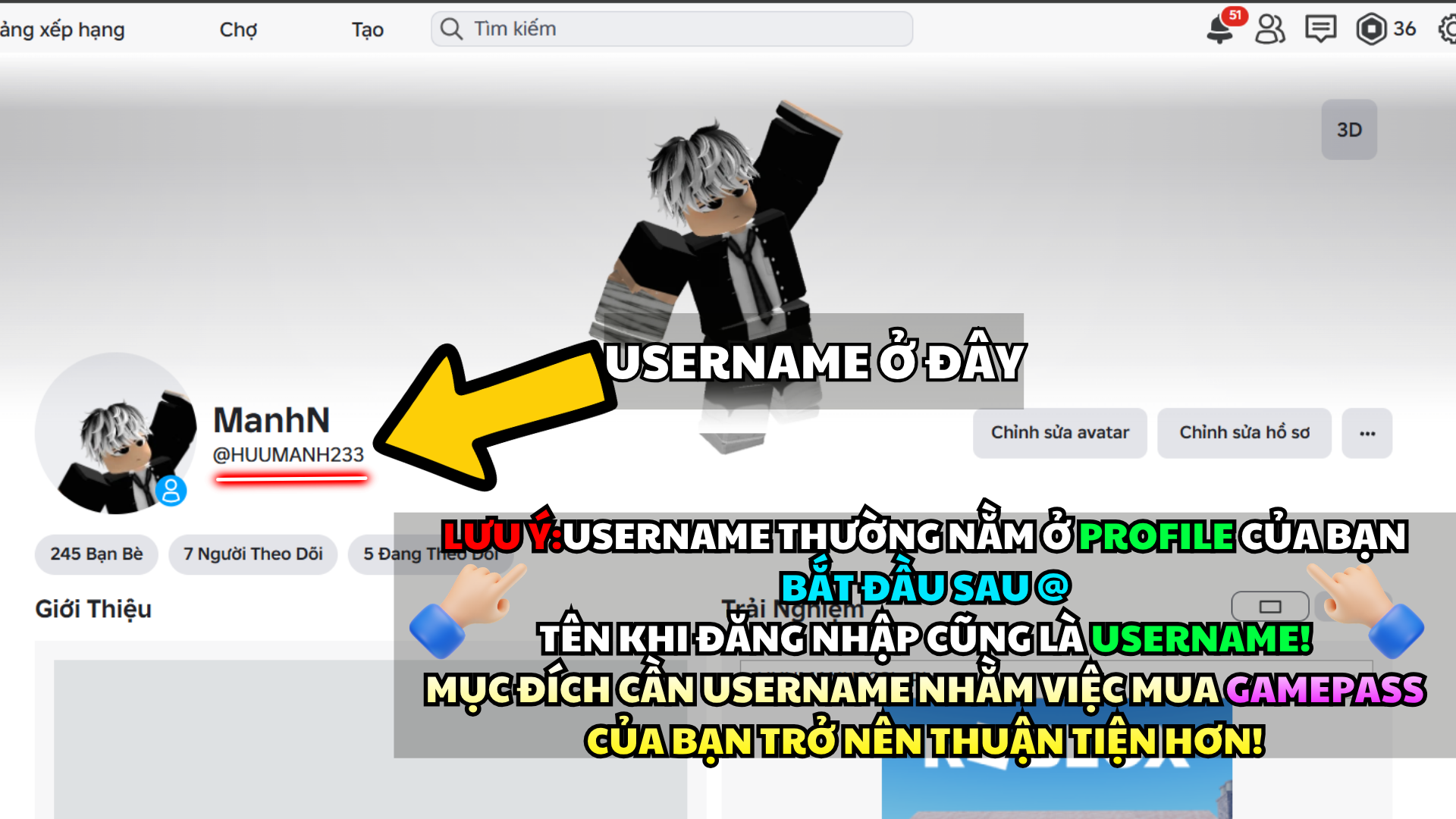 Hướng dẫn nhập username
