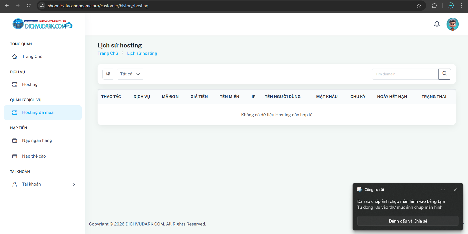 code bán hosting auto