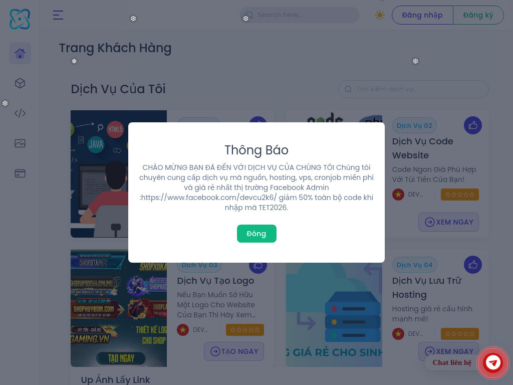 Code Bán Mã Nguồn,Host,Tạo Logo Và Web Không Lỗi Bản mới giống của Dev cu